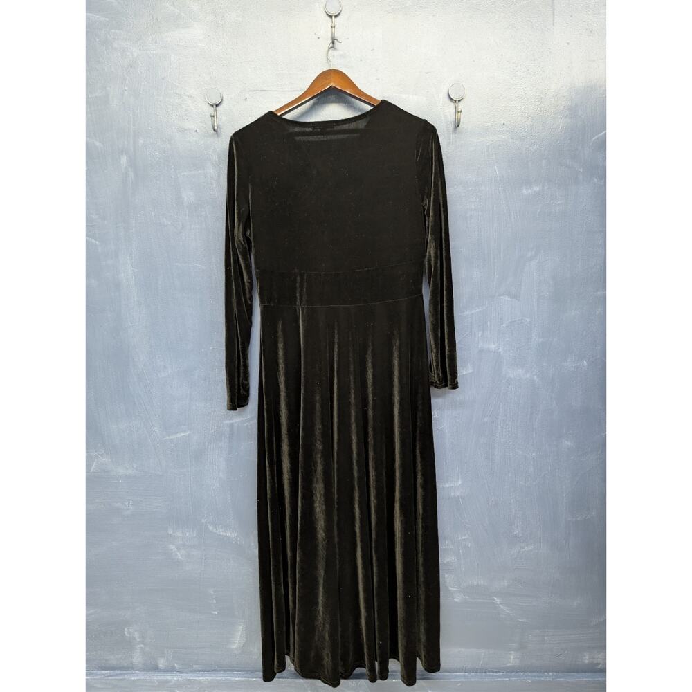 Urban Coco Black Velvet Maxi Dress XL Long Sleeve Surplice Stretch Elegant - Picture 7 of 10